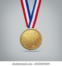 Gold medal with isolated free text area - winner copy space concept. Poster - Powered by Shutterstock