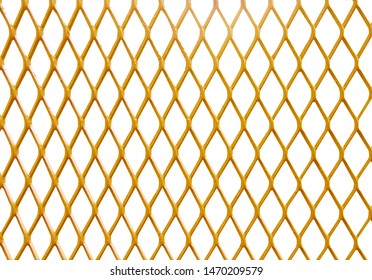 Gold mesh steel fence patterns isolated on white background - Powered by Shutterstock