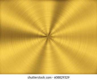 Gold Metal Background With Realistic Circular Brushed Texture