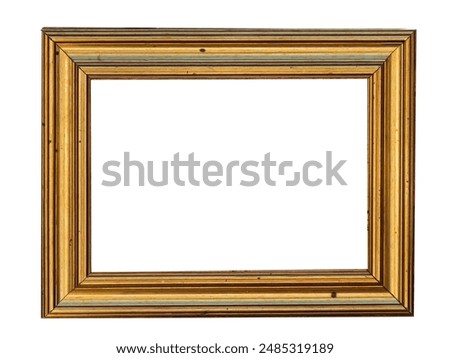 Gold metal empty rectangle retro vintage aged frame 