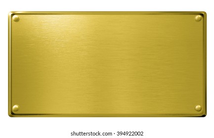 Gold Metal Plaque Or Plate Isolated