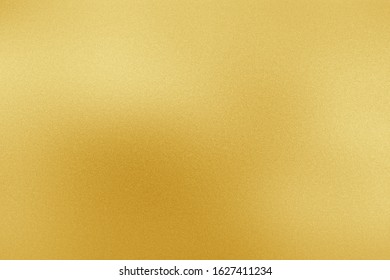 Gold Metal Texture Background. Golden Shiny Metallic Plate Textured Flat Surface With Smooth Light Reflection