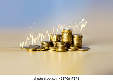 gold money coin background are laid in graph.Business success concept wealth stock investment.Business in the digital age.Digital transformation for next generation technology.  concept saving money - Shutterstock ID 2276647271