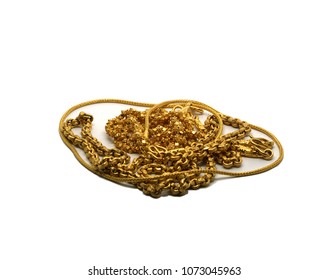 Gold Necklace Background White Stock Photo 1073045963 | Shutterstock