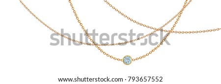Gold necklace with diamond. Platinum chain with gem. Luxury brilliant jewelry pendant or coulomb on transparent background isolated illustration for ads, flyers, web site sale elements design