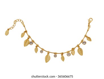 Gold Necklace Isolated On White Background