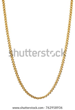 Gold necklace isolated on white background