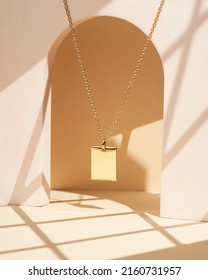 Gold necklace  pendant  Jewelry product  Product still life concept