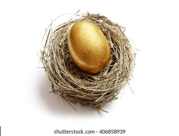 Gold Nest Egg Concept For Retirement Savings And Financial Planning