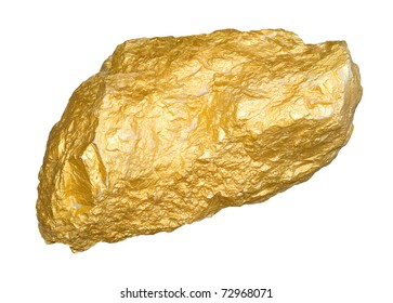 Gold Nugget Isolated On White Background.