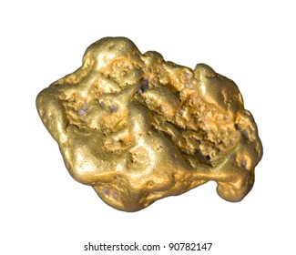 Gold Nugget Isolated On White.