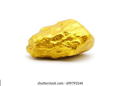 Gold Nugget On White Background.