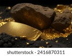 A gold nuggets and rocks