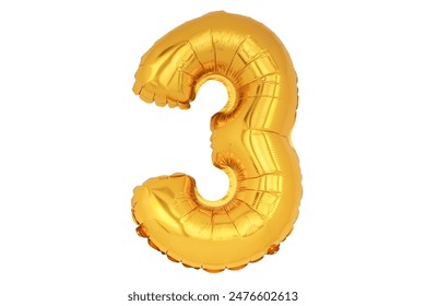 Gold numbers '3' on white background