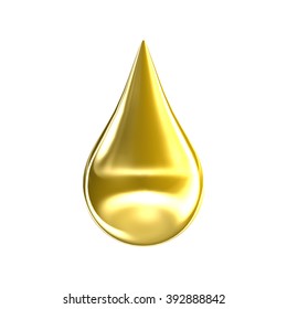 Gold oil drop isolated on white background