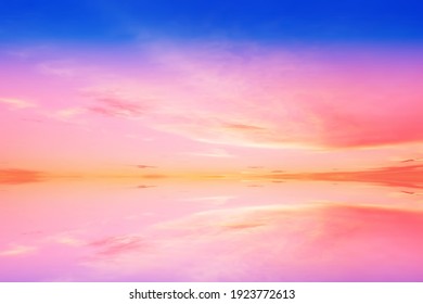  gold orange pink tropical sunset  at sea water reflection  nature landscape background 