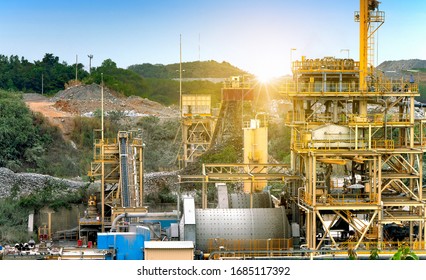 Gold ore processing plant in mining area