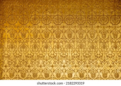 Gold ornamental pattern, wall background texture. Retro art decoration