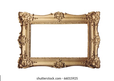 Gold Ornate Eleaborate Frame Isolated On A White Background