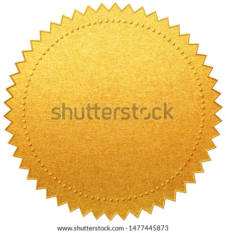 Gold paper diploma or certificate seal isolated