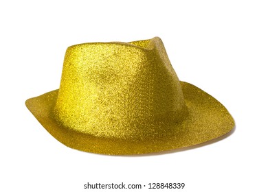 Gold Party Hat Isolated On White Background