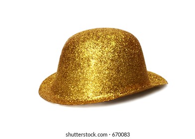 Gold Party Hat - Isolated On White Background