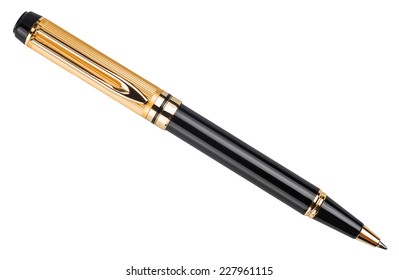 The Gold Pen Isolated On White Background