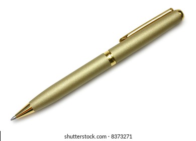 Gold Pen Isolated On White