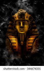 Gold Pharaoh Tutankhamen Mask On Dark Background