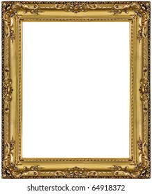 Gold Picture Frame. Isolated On White
