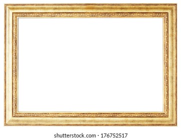 Gold picture frame. Isolated path and over white background 