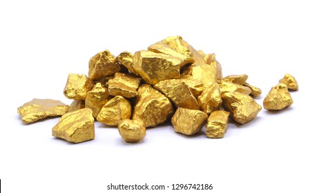 Gold Pieces Isolated On White Background.