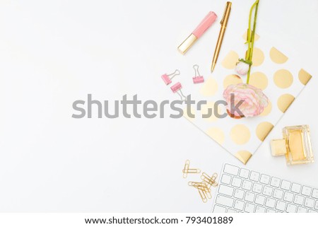 Gold and pink office desk