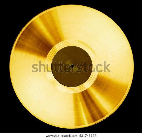 gold record\
music disc award isolated on\
black