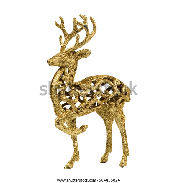 Gold Reindeer Christmas Decoration Isolated On Miscellaneous