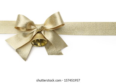 Gold Ribbon With Bow Isolated On White