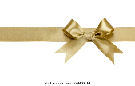 Gold Ribbon With Bow Isolated On White Background