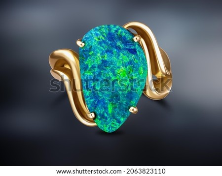 gold ring with Australian opal stone n