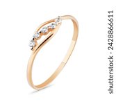 gold ring with diamond isolate on white background