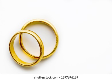 Gold Ring Lovers Isolated On White Background