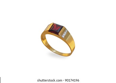 Gold Ring With Ruby And Diamonds