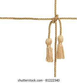Gold rope with tassel isolated on white (with clipping patch)
