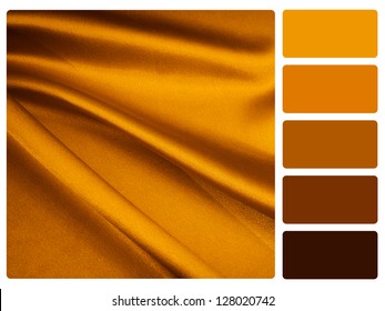 Gold Satin Color Palette With Complimentary Swatches.