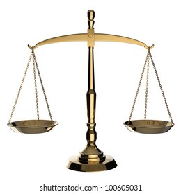 Gold scales of justice isolated on white background with clipping path. - Shutterstock ID 100605031