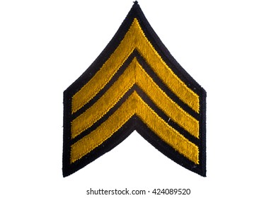 Gold Sergeant Stripes With White Background. 