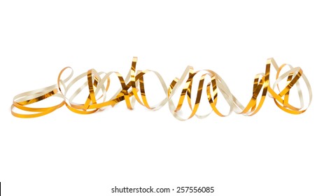 Gold Serpentine Isolated On White Background.