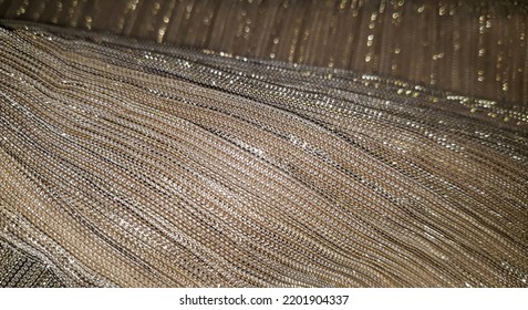 Gold Shiny Lurex Fabric Close-up
