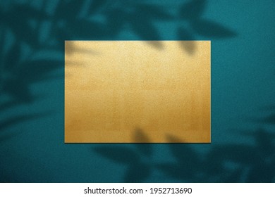 Gold sign on a dark green wall mockup