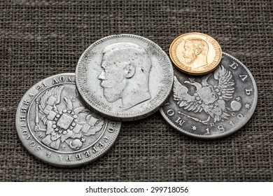 Gold And Silver Coins Of Tsar Of House Of Romanov Of 19-20 Centuries.