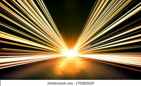 Gold Speed Line Lights Abstract Background.